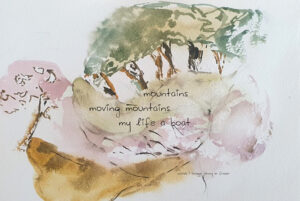 mountains moving mountains haiga by Jenny Fraser