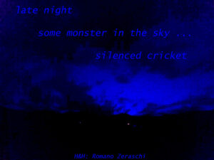 monster and cricket haiga by Romano Zeraschi