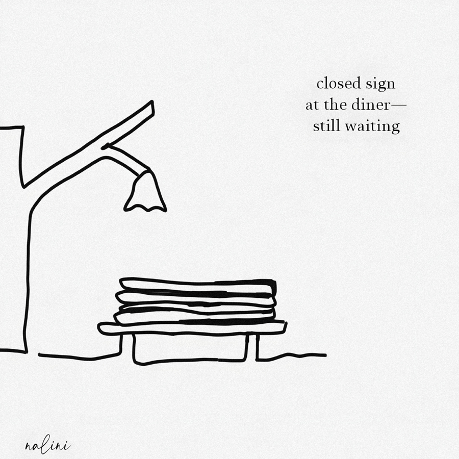 Naliini Shetty haiga - closed sign at the diner