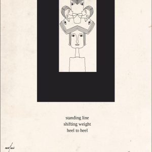 Nalini Shetty haiga line drawing of women with many faces rising from her head